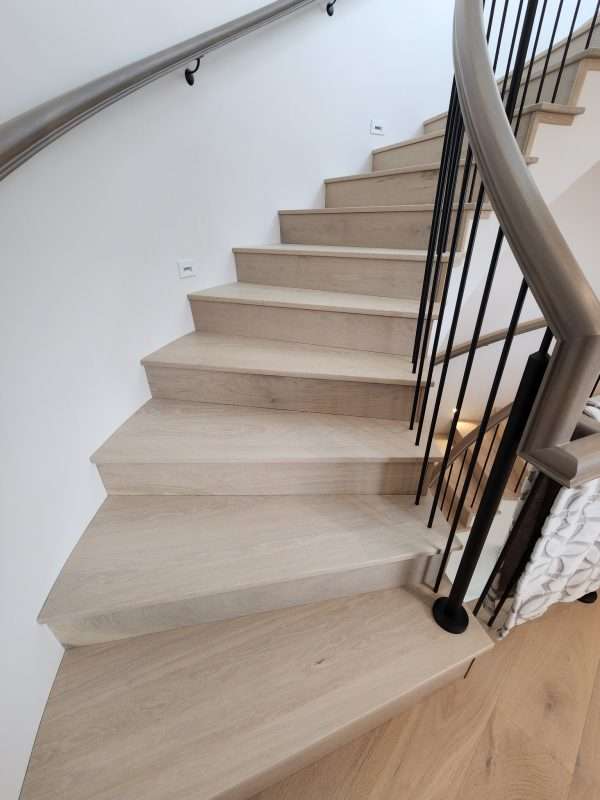 Light oak custom hardwood stairs